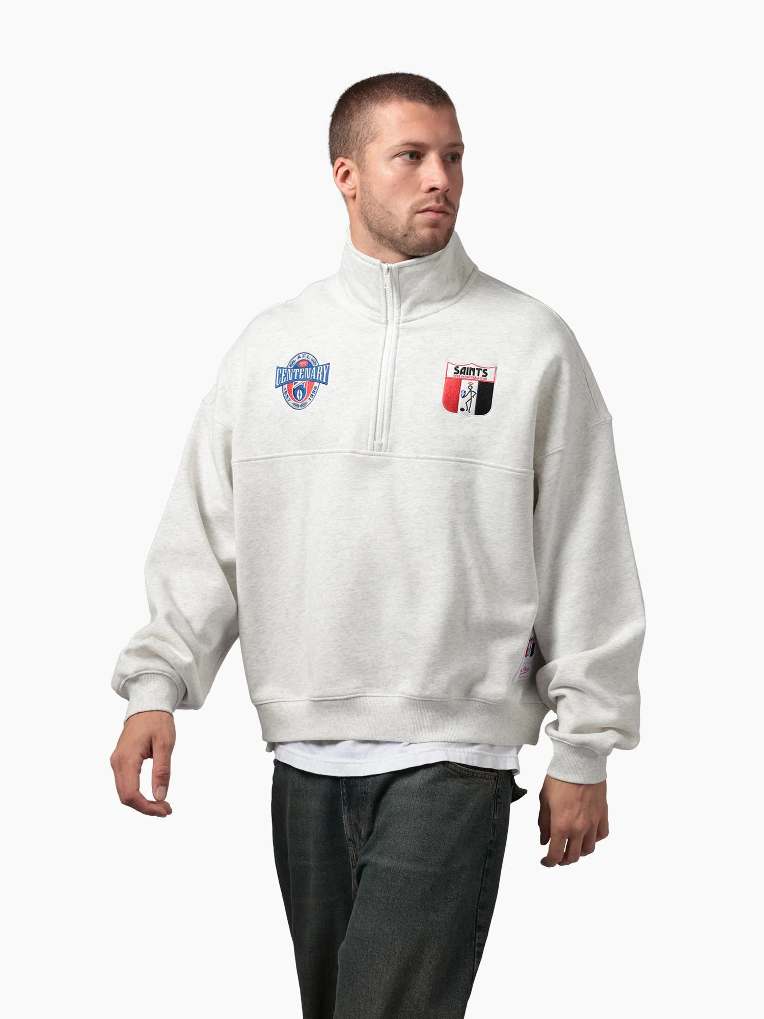 St Kilda Saints Centenary 1/4 Zip Crew - Image 3