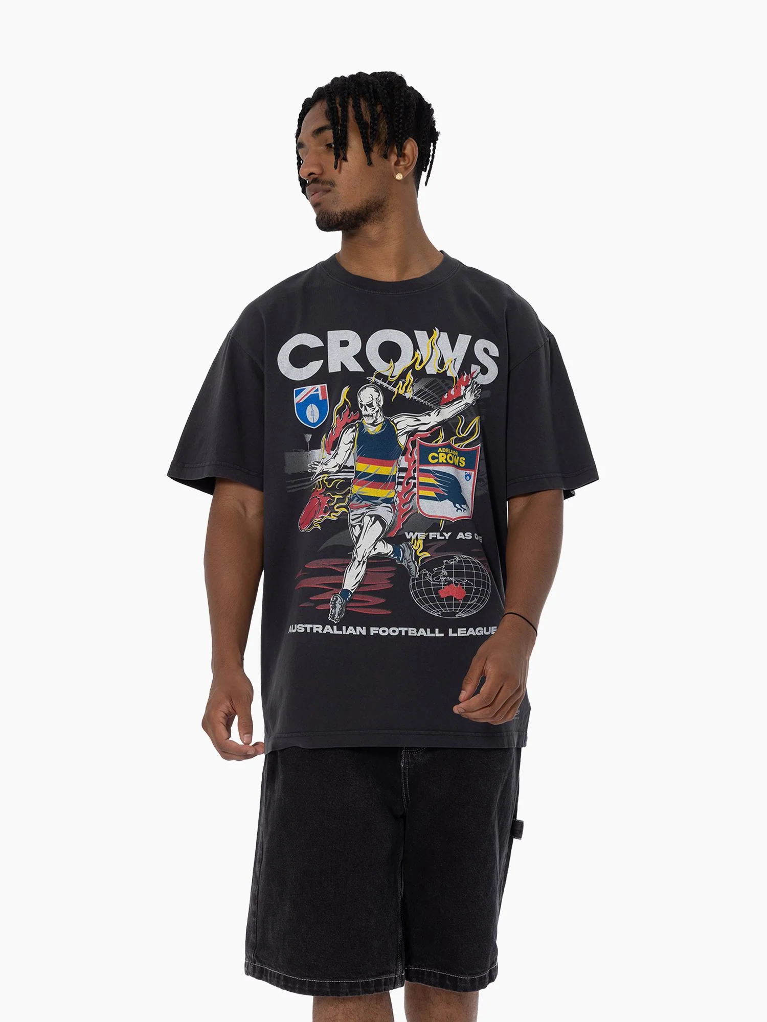 Adelaide Crows Flaming Skull Footy Tee - Image 3
