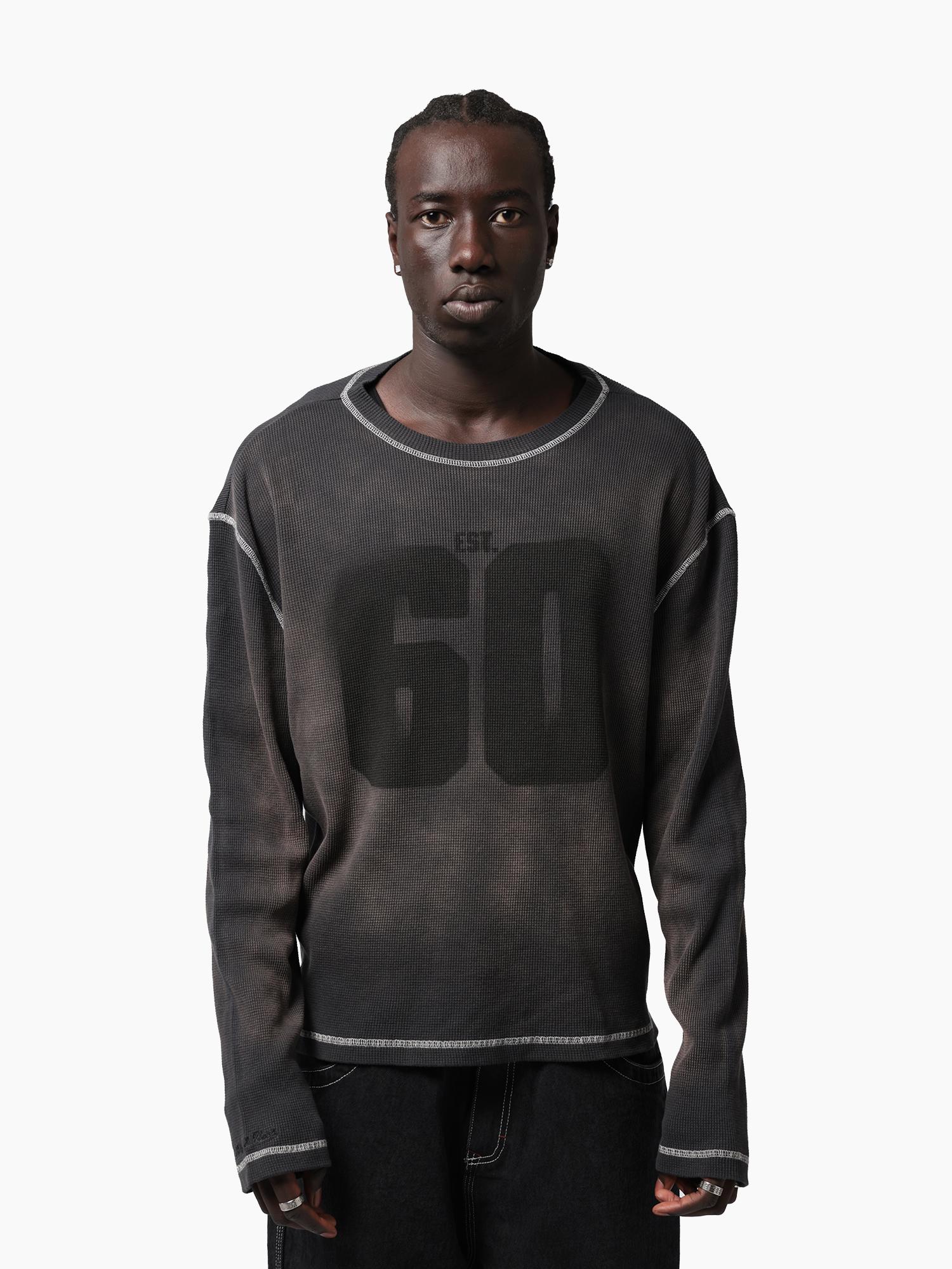 Oakland Raiders Stencil Waffle Long Sleeve Tee