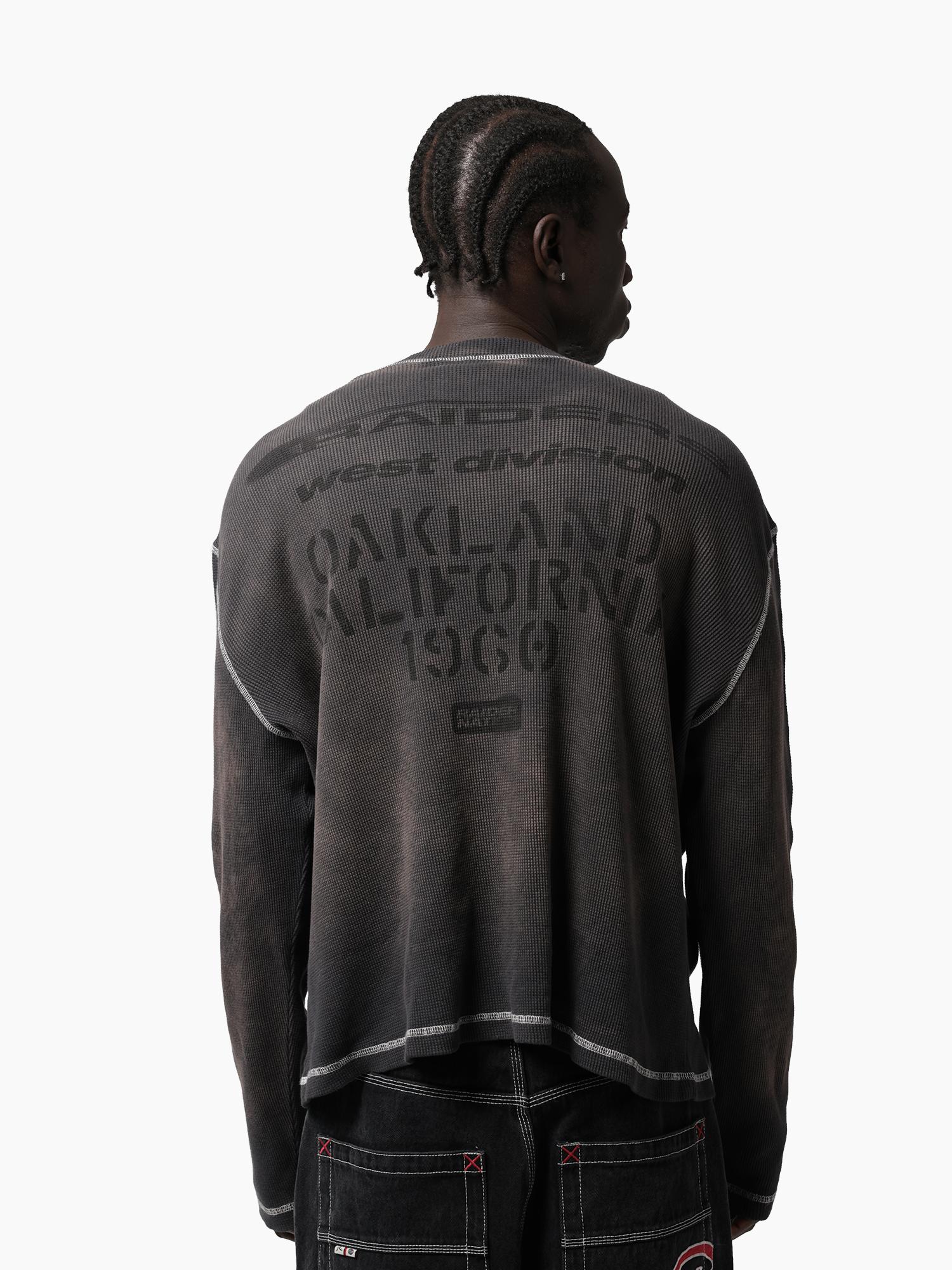 Oakland Raiders Stencil Waffle Long Sleeve Tee - Image 3
