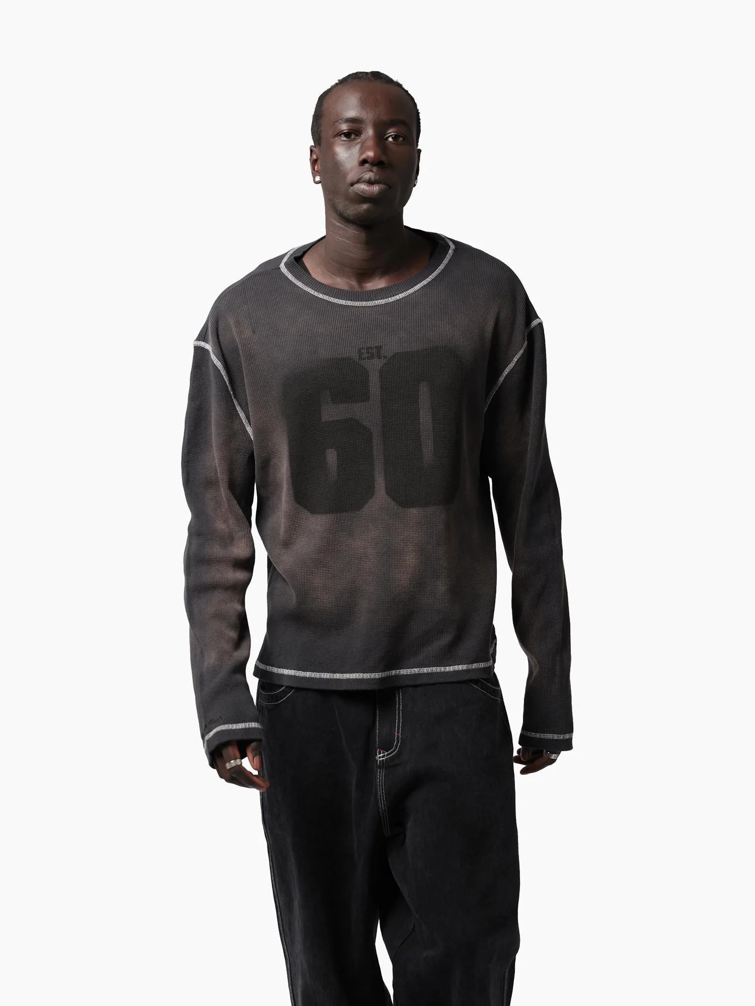Oakland Raiders Stencil Waffle Long Sleeve Tee - Image 4