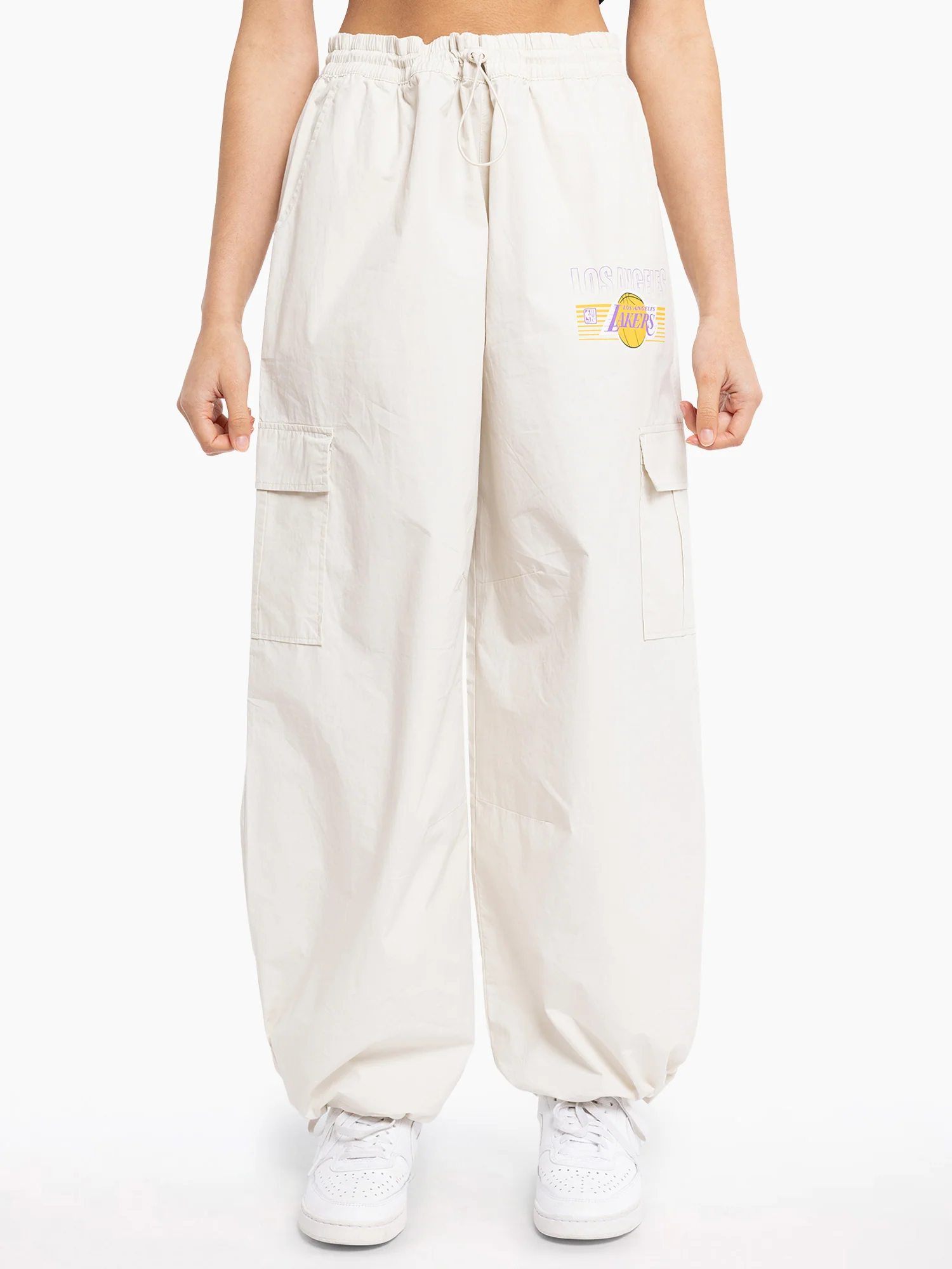 Women's L.A Lakers Stripes Logo Parachute Cargo Pants