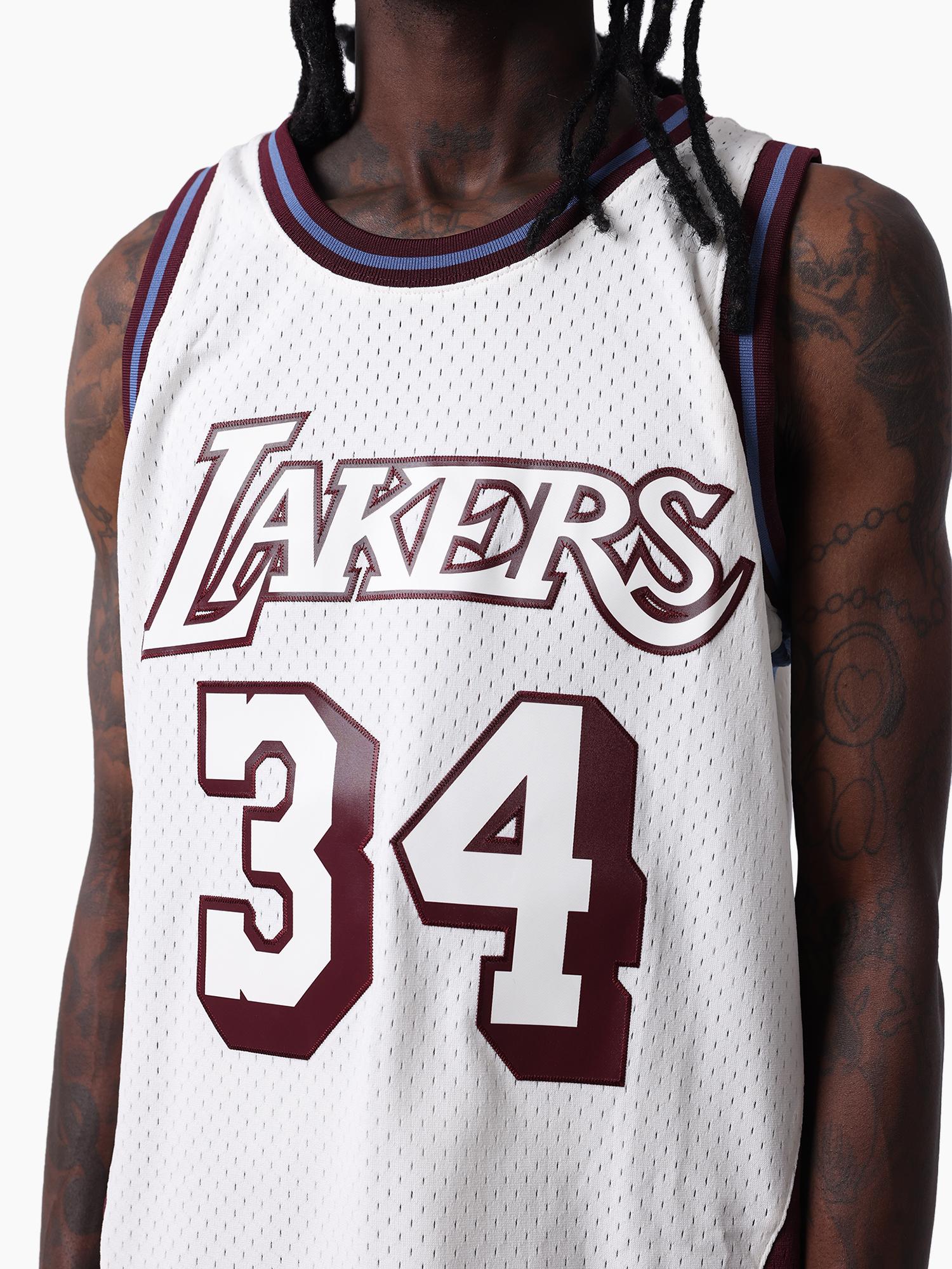 Shaquille O'Neal L.A Lakers 1996-97 Warehouse Rave Panel Jersey - Image 4